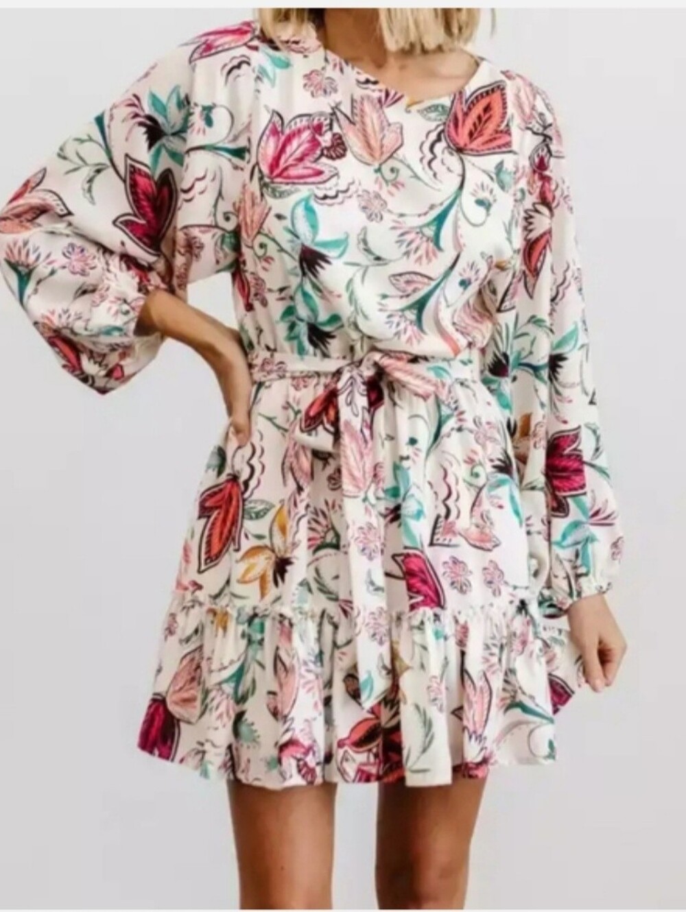 Baltic Born Tally Floral belted mini dress size M NWT